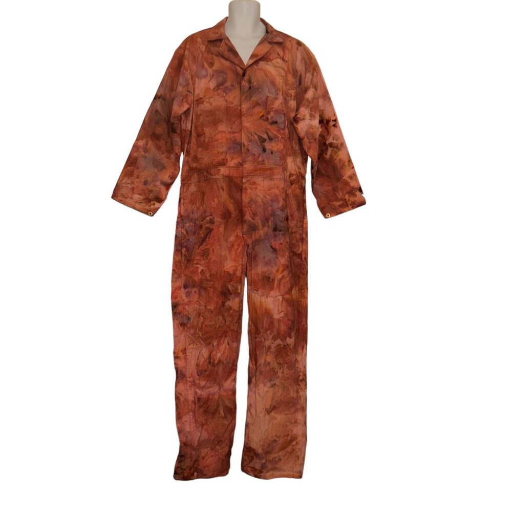 Anna Joyce Hand Dyed Coveralls Mens 46 RG Tie Dye Red Blue Costume Pockets